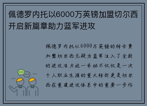 佩德罗内托以6000万英镑加盟切尔西开启新篇章助力蓝军进攻 佩德罗内托以6000万英镑加盟切尔西开启新篇章助力蓝军进攻